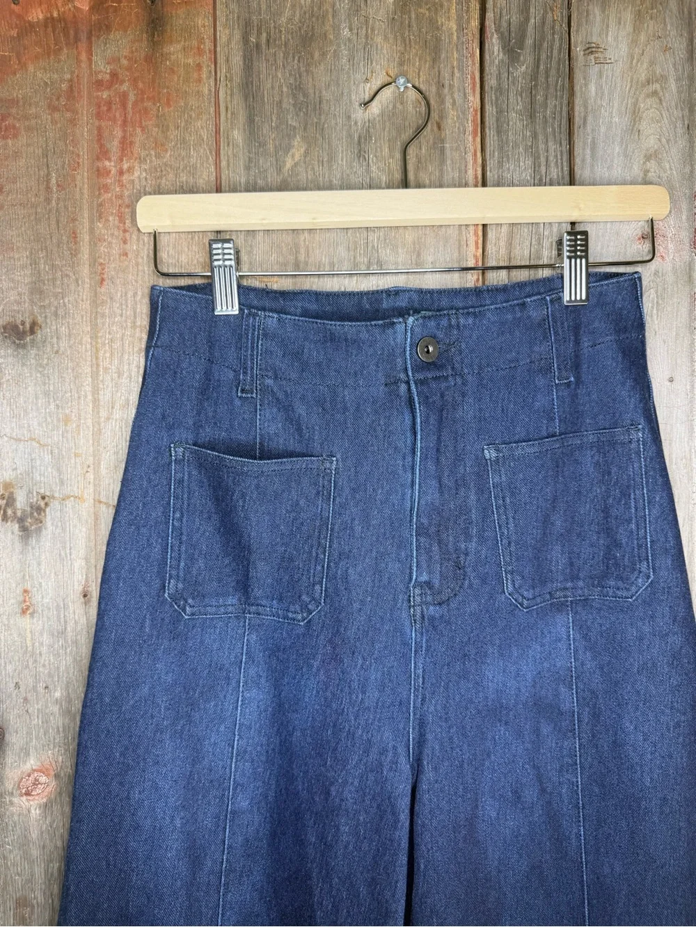 NWT HALARA Flex™ High Waisted Pockets Washed Casual Wide Leg Jeans Deep Indigo S